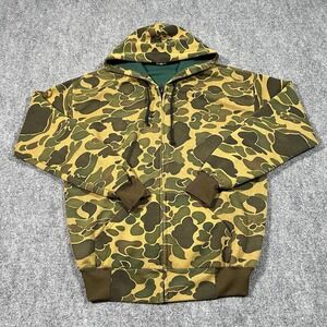 Vintage Camo Hoodie Mens XL Full Zip Thermal Lined USA Made 90s Ace Sportswear